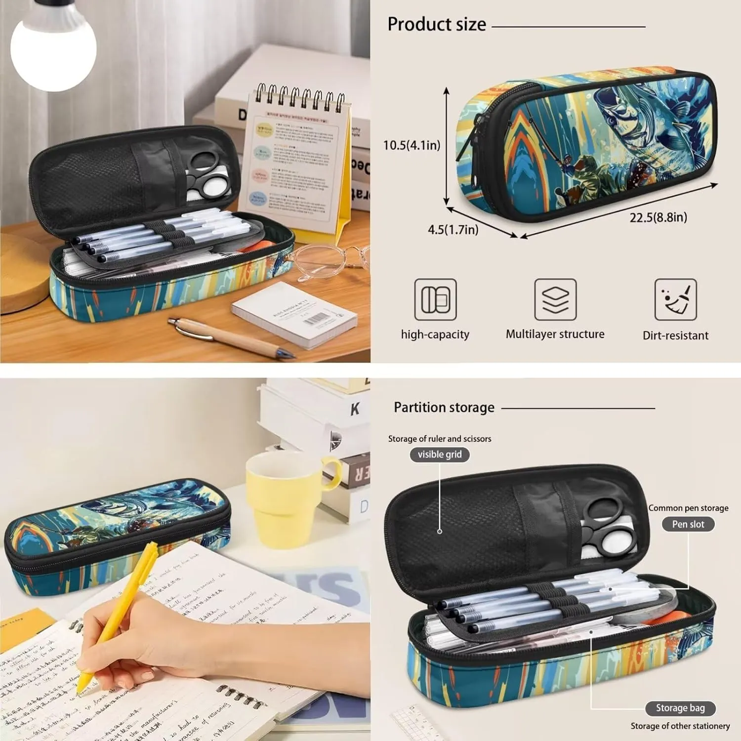 Backpack Lunchbox Combo for Boys Large Capacity Waterproof Lunch Box for Boy Tote Bag and Mini Pencil Case for Office Work Travel Business Outdoor