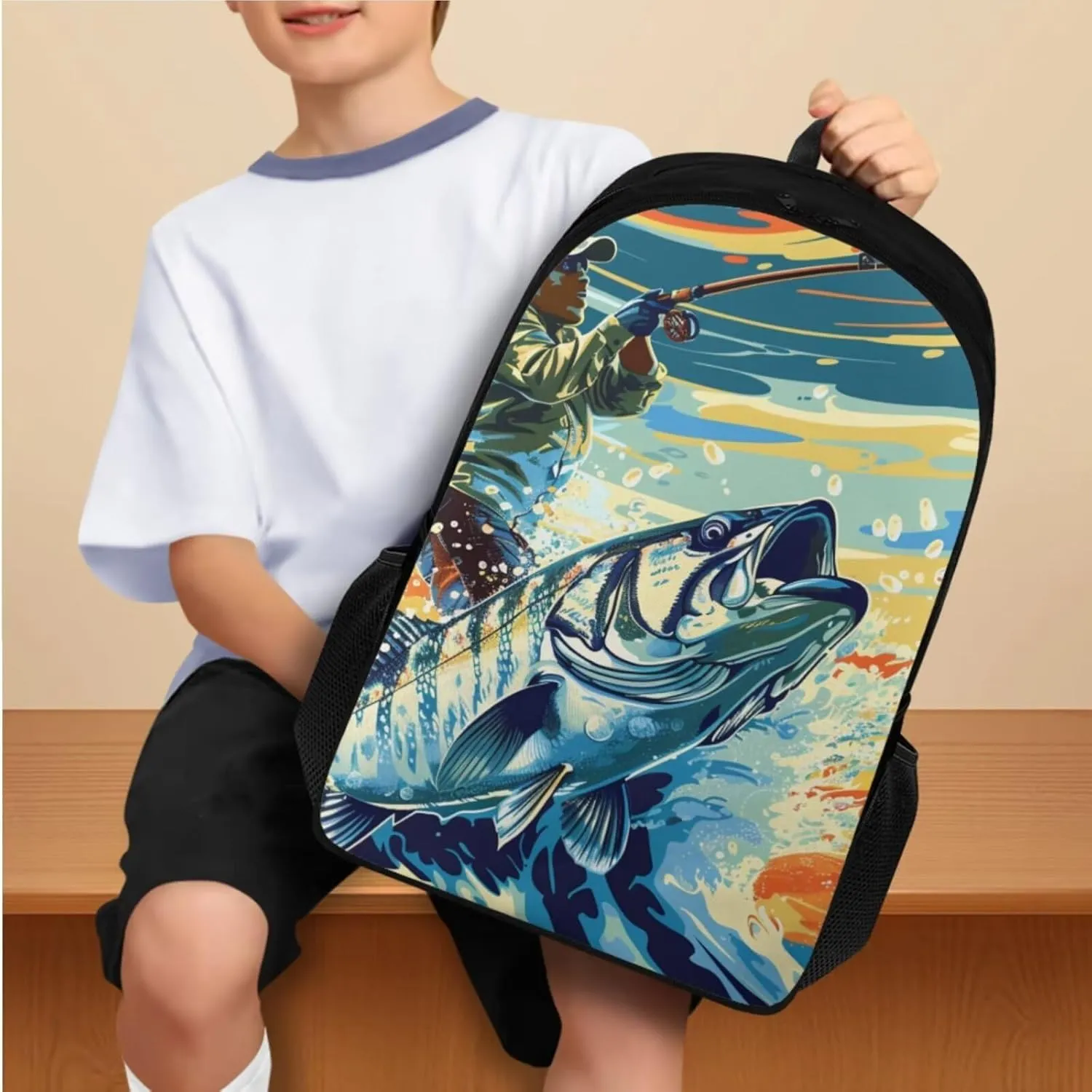 Backpack Lunchbox Combo for Boys Large Capacity Waterproof Lunch Box for Boy Tote Bag and Mini Pencil Case for Office Work Travel Business Outdoor