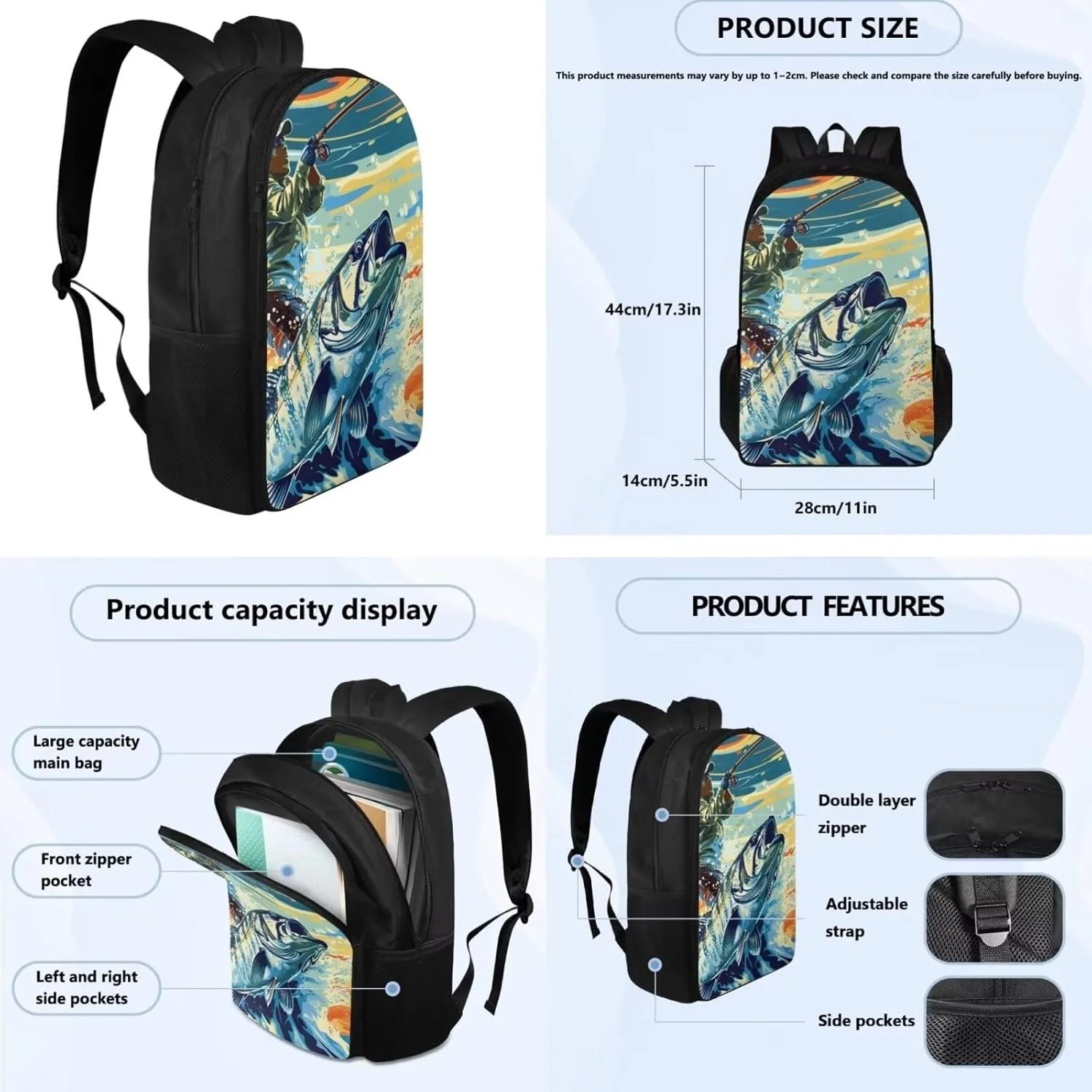 Backpack Lunchbox Combo for Boys Large Capacity Waterproof Lunch Box for Boy Tote Bag and Mini Pencil Case for Office Work Travel Business Outdoor