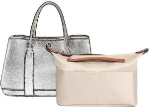 Bag Organizer for Hermes Garden Party 30 Handbag, Polyester Lined, Beige, 3 Compartments, Unisex-Adults, Luxury Handbag Owners, Fashion-Conscious Individuals, Everyday Users