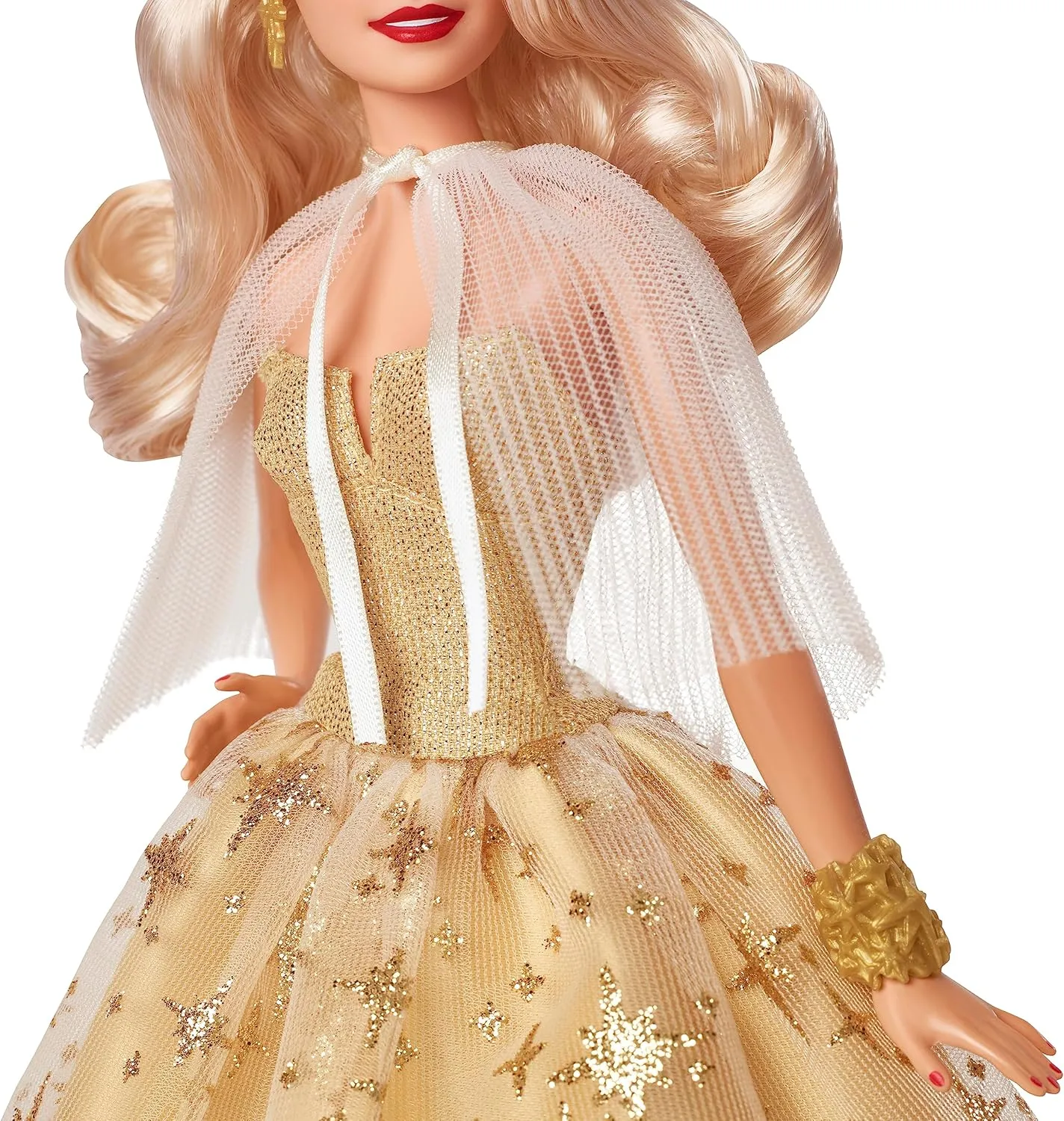 Barbie Signature 2023 Holiday Doll, Blonde Hair Wearing Golden Gown, Collectible with Doll Stand & Certificate of Authenticity