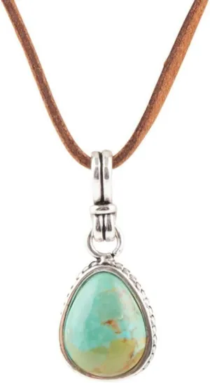 Barse Jewelry Basic Turquoise and Sterling Silver Pendant Leather Necklace