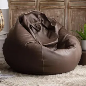 Bean Bag Chairs for Adults （No Filler ） Top Faux Leather Bean Bag Cover Luxury Single Lazy Sofa Cover Beanbag Couch Pouf Chaise Lounge Recliner Sac Frameless Furniture (Color : Fallen Leaves Brown