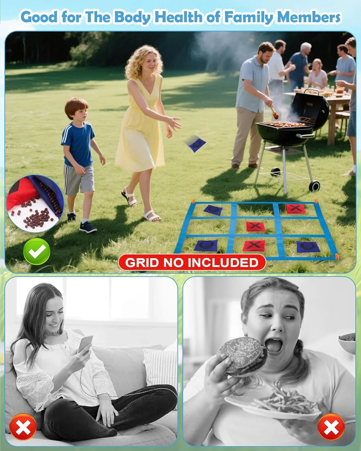 Bean Bag Toss Games for Family, Kanosan Outside Field Day Birthday Party Backyard Family Reunion Carnival Yard Lawn Easter Fall Festival Beach Fun Games 10PCS
