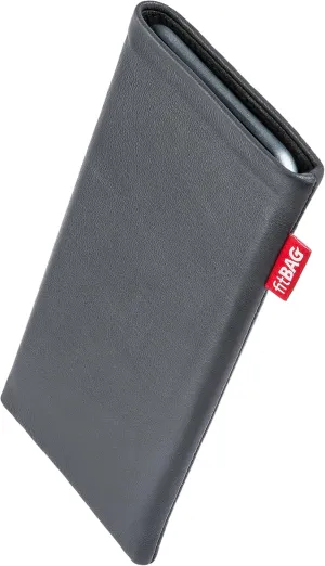 Beat Gray Custom Tailored Sleeve for Mobistel Cynus E4. Fine Nappa Leather Pouch with Integrated Microfibre Lining for Display Cleaning