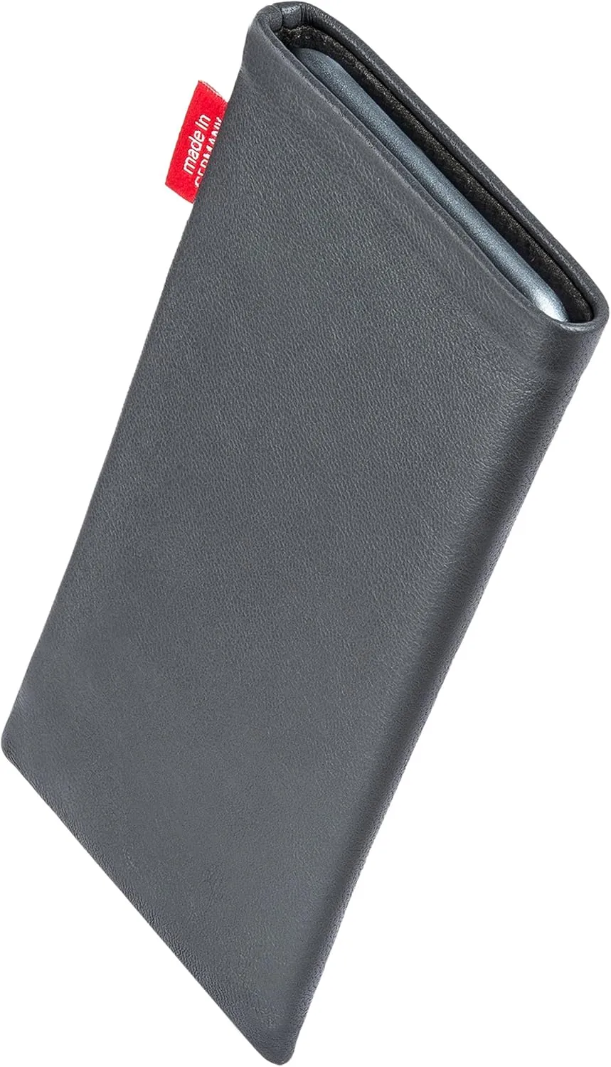 Beat Gray Custom Tailored Sleeve for Mobistel Cynus E4. Fine Nappa Leather Pouch with Integrated Microfibre Lining for Display Cleaning