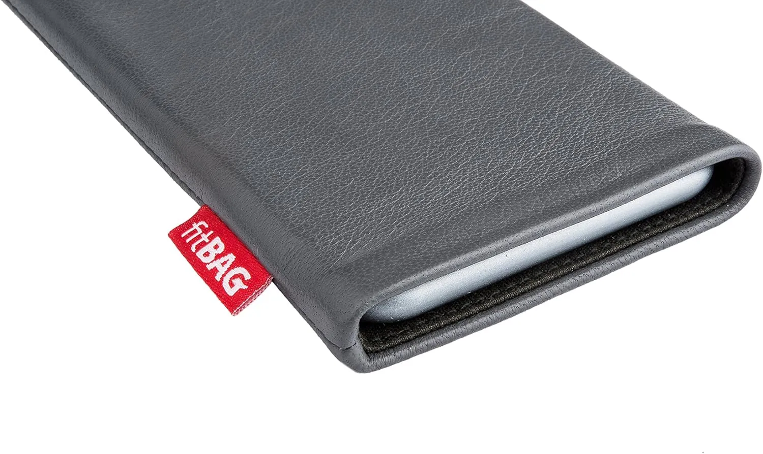 Beat Gray Custom Tailored Sleeve for Mobistel Cynus E4. Fine Nappa Leather Pouch with Integrated Microfibre Lining for Display Cleaning