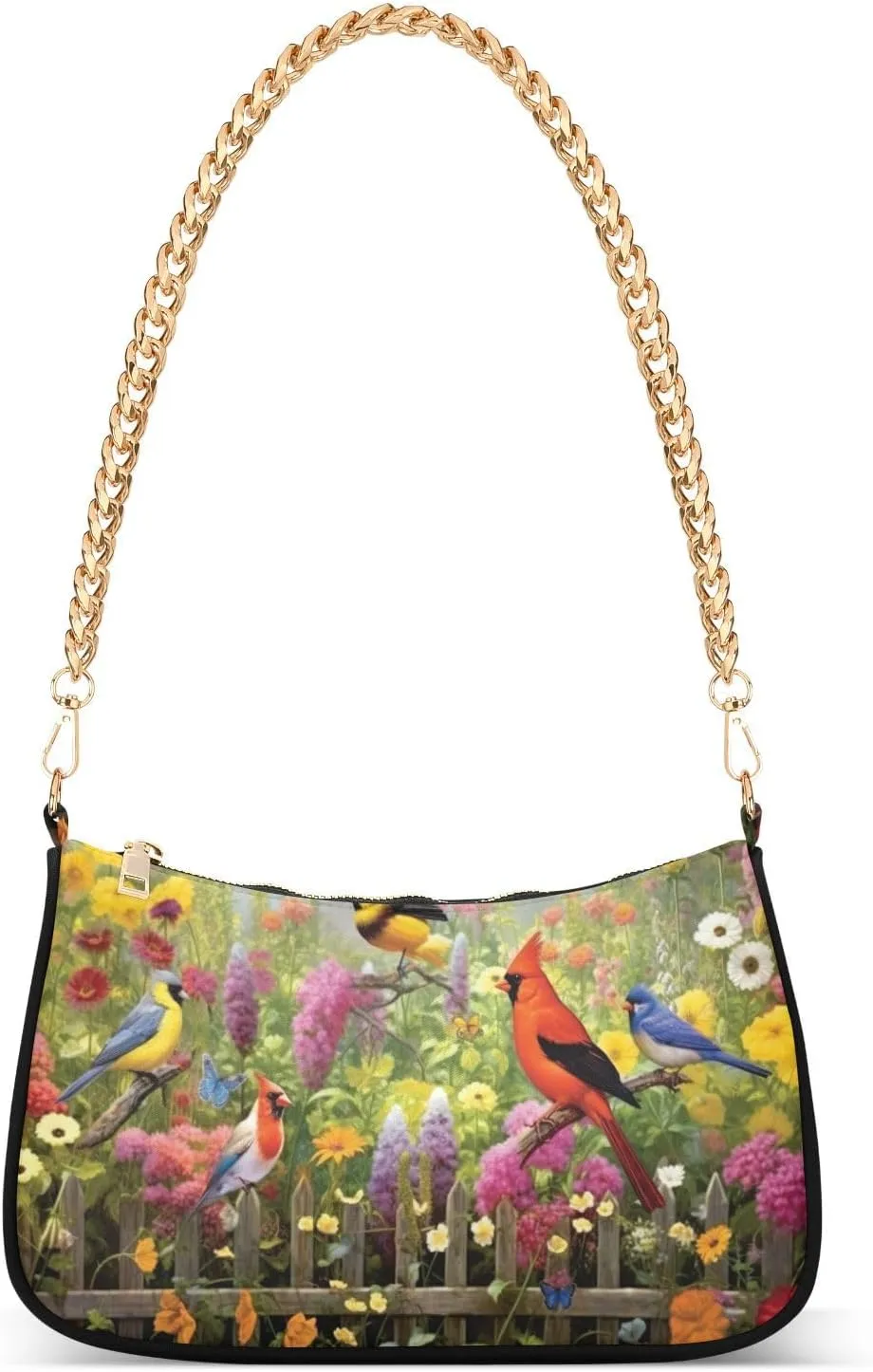 Beautiful Garden Scene Shoulder Bag for Women, Handbag with Chain Strap, Soft Purse Tote Bag for Ladies