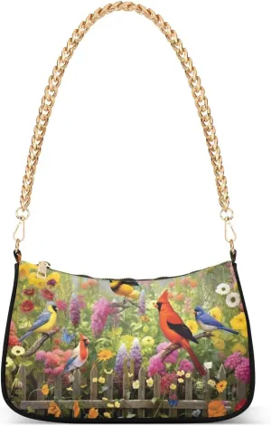 Beautiful Garden Scene Shoulder Bag for Women, Handbag with Chain Strap, Soft Purse Tote Bag for Ladies