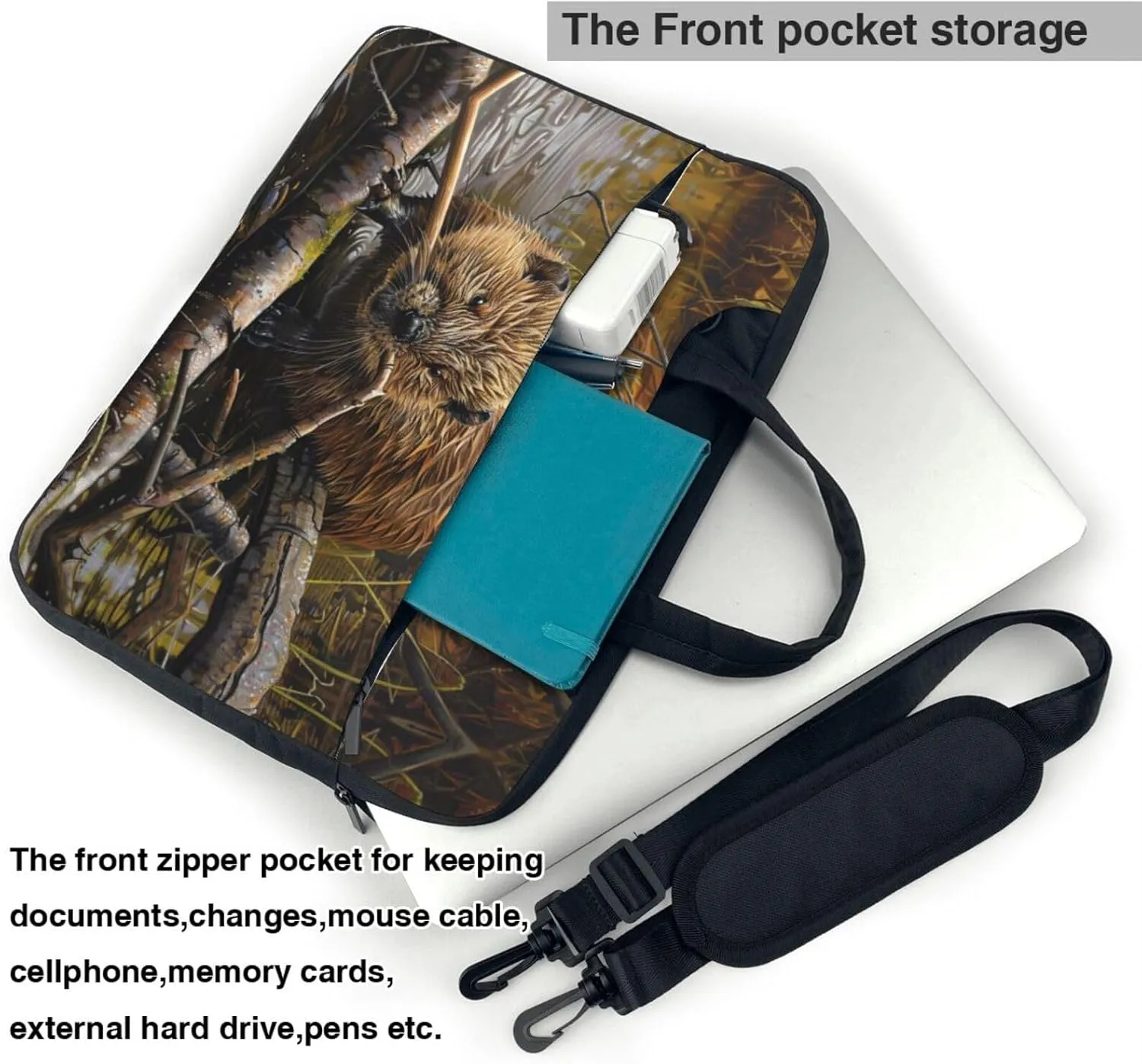 beaver working Print Protective Laptop Bag Versatile Bags Computer Case Soft Women Men Unique