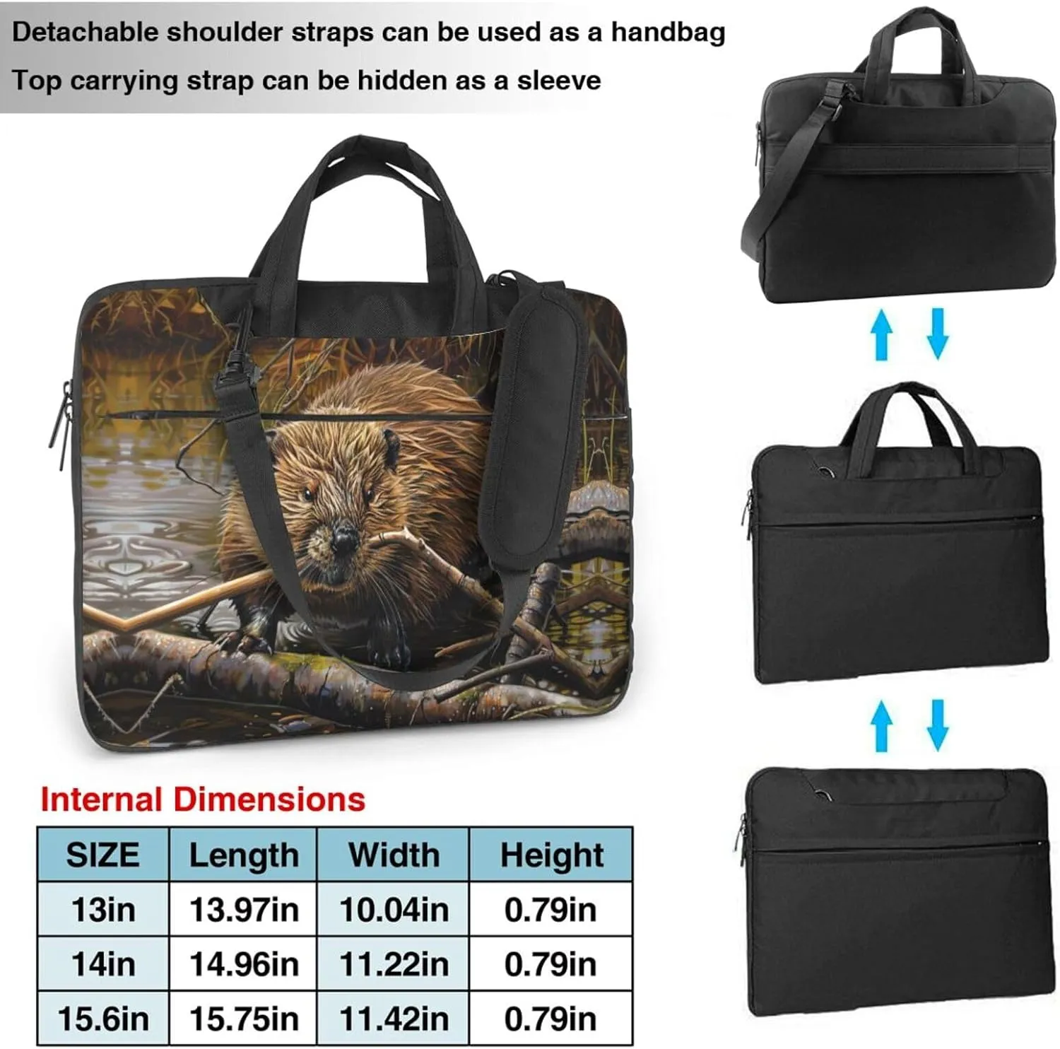 beaver working Print Protective Laptop Bag Versatile Bags Computer Case Soft Women Men Unique