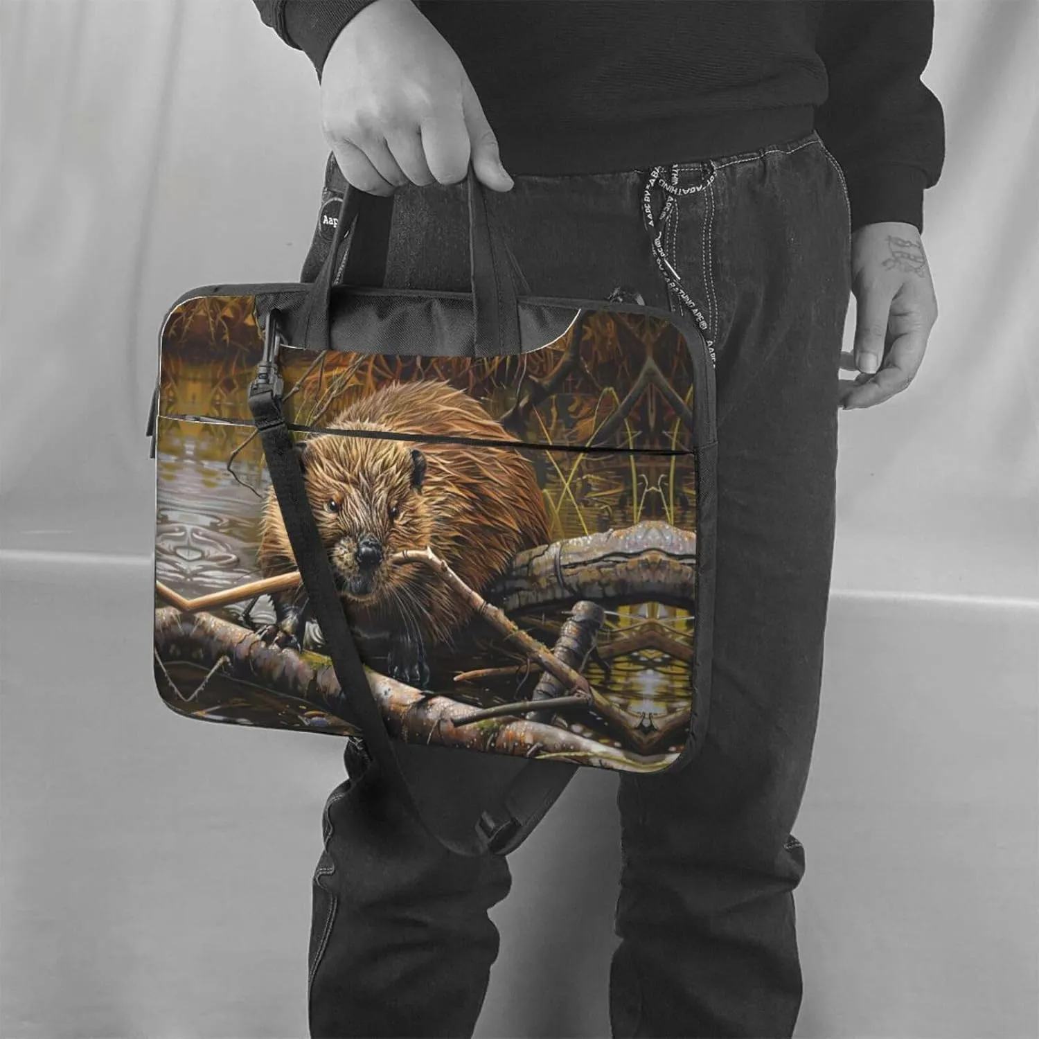 beaver working Print Protective Laptop Bag Versatile Bags Computer Case Soft Women Men Unique