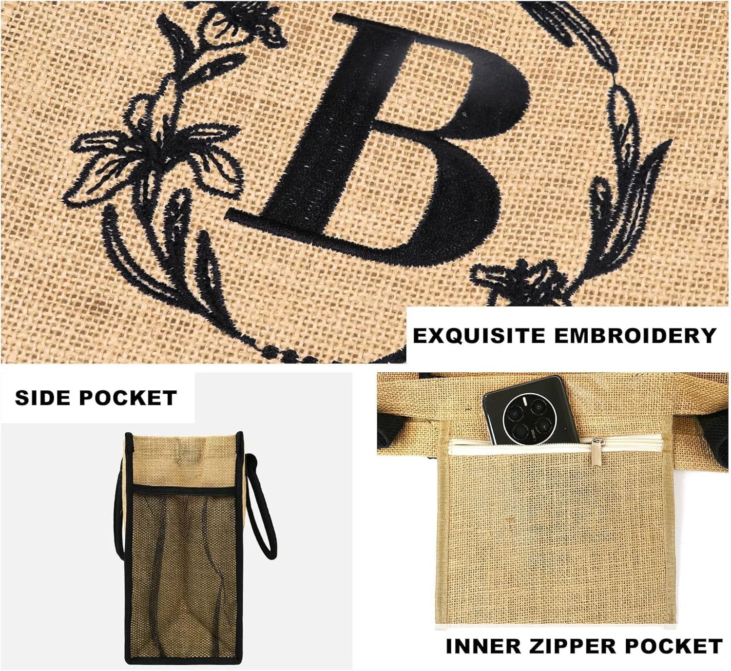 BeeGreen Personalized-Tote-Bag-for Women Mom Teacher Friends Sister Gift Bags with Comestic Bag