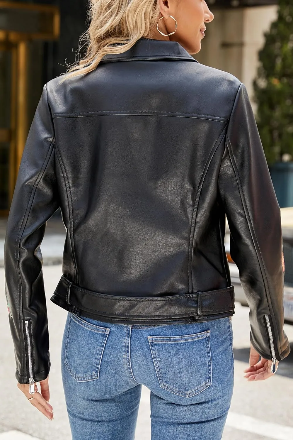 Bellivera Women's Faux Leather Casual Jacket 2025 Spring Trendy Motorcycle Outfits Lightweight Classic Coat