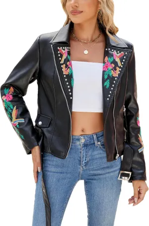 Bellivera Women's Faux Leather Casual Jacket 2025 Spring Trendy Motorcycle Outfits Lightweight Classic Coat