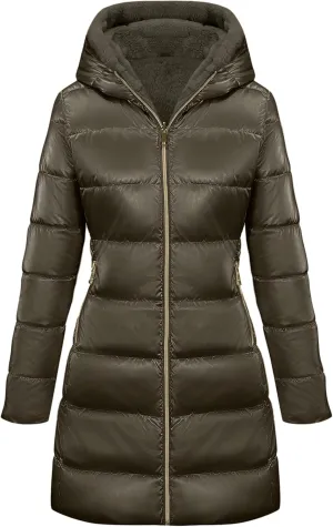 Bellivera Womens Lightweight Puffer Jacket, Winter Coats for Women Warm Quilted Bubble Padded Hood Coat with Faux Fur Collar