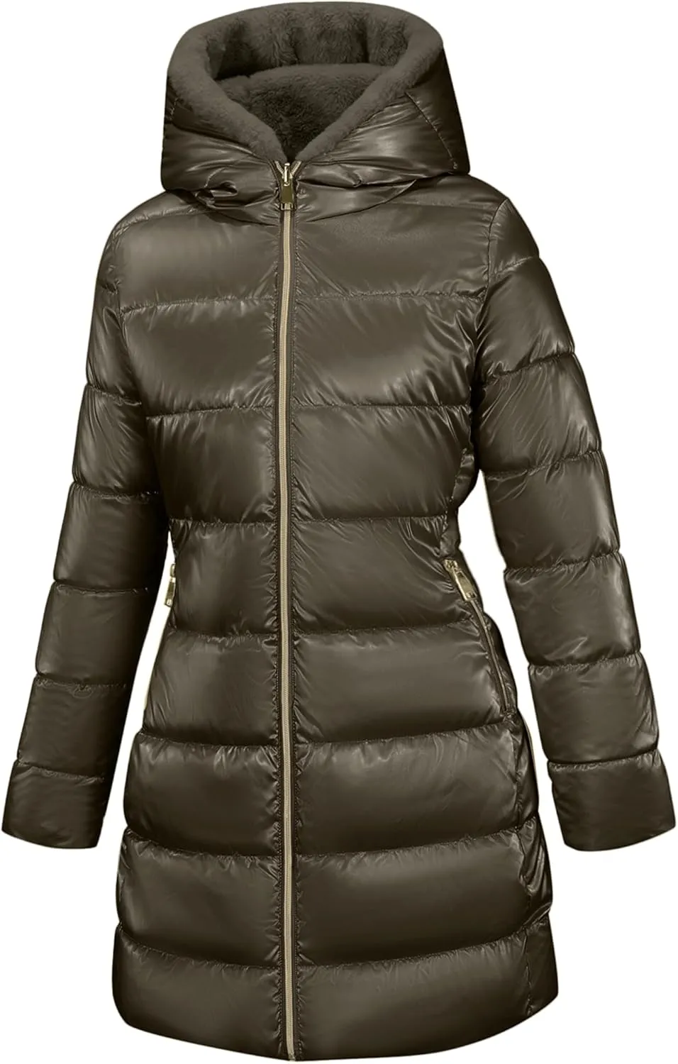 Bellivera Womens Lightweight Puffer Jacket, Winter Coats for Women Warm Quilted Bubble Padded Hood Coat with Faux Fur Collar