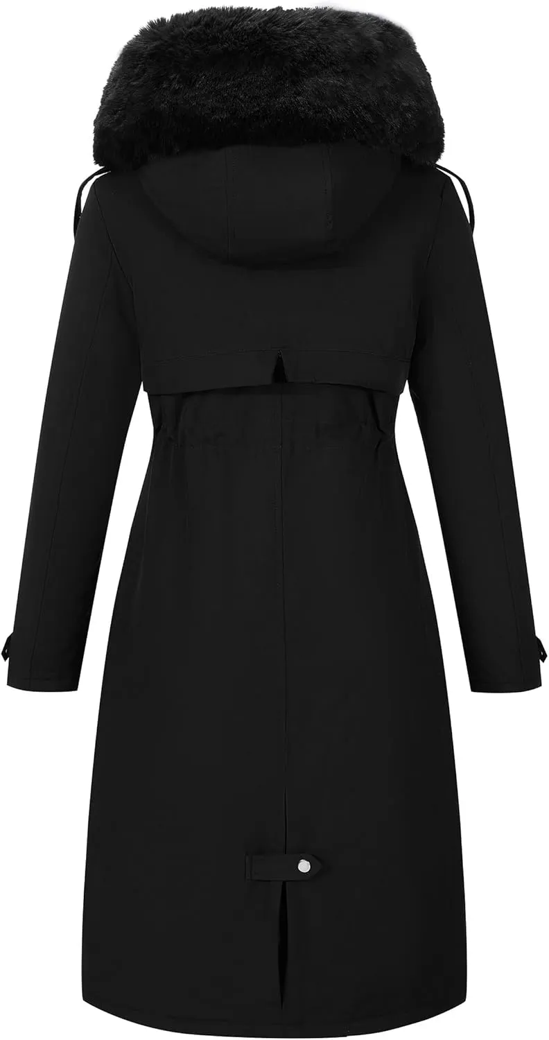 Bellivera Women's Puffer Jacket Lightweight Quilted Hooded Long Down Alternative Coat with Belt