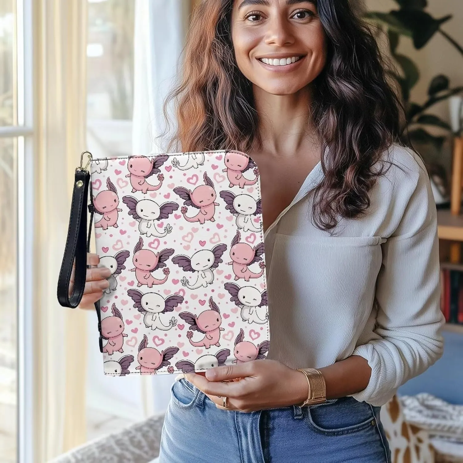 Bible Cover Case for Women Print Pattern Bible Cover Bag with Handle and Ribbon Fit for Standard & Large Size