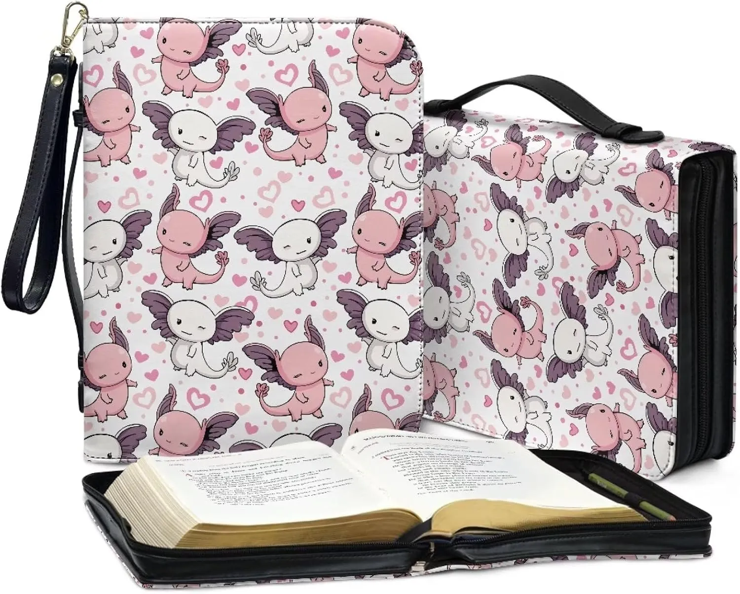 Bible Cover Case for Women Print Pattern Bible Cover Bag with Handle and Ribbon Fit for Standard & Large Size