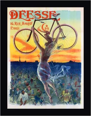Bicycle Deesse 1898 by Anonymous - 24" x 30" Framed Canvas Art Print - Black Frame - Ready to Hang