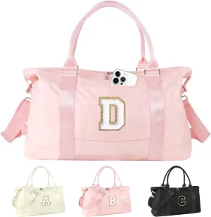 Birthday Gifts for Daughter,Initial Travel Duffel Bag for Teen Girls,Personalized Weekender Bag Cute Overnight Carry on Duffle Bags for Girl Women Gifts with Adjustable Strap(pink-D)