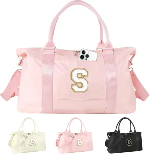 Birthday Gifts for Daughter,Initial Travel Duffel Bag for Teen Girls,Personalized Weekender Bag Cute Overnight Carry on Duffle Bags for Girl Women Gifts with Adjustable Strap(pink-S)