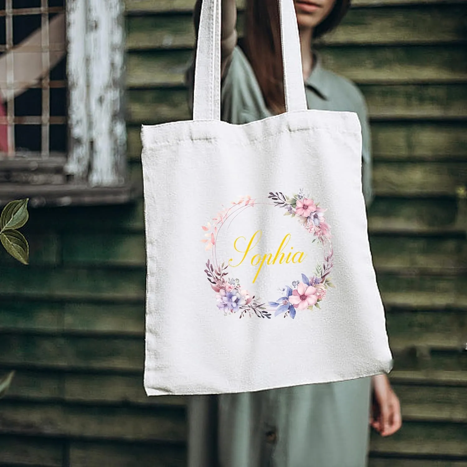 BJZLWJ Personalized Canvas Bags for Women, Custom Present Bag w/Name Text, Suitable for Wedding, Birthday, Beach, Holiday