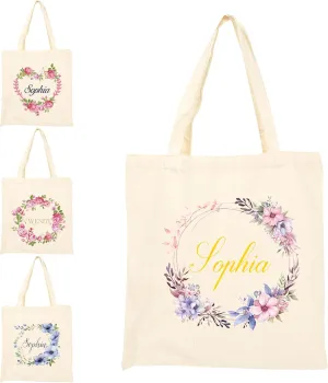 BJZLWJ Personalized Canvas Bags for Women, Custom Present Bag w/Name Text, Suitable for Wedding, Birthday, Beach, Holiday