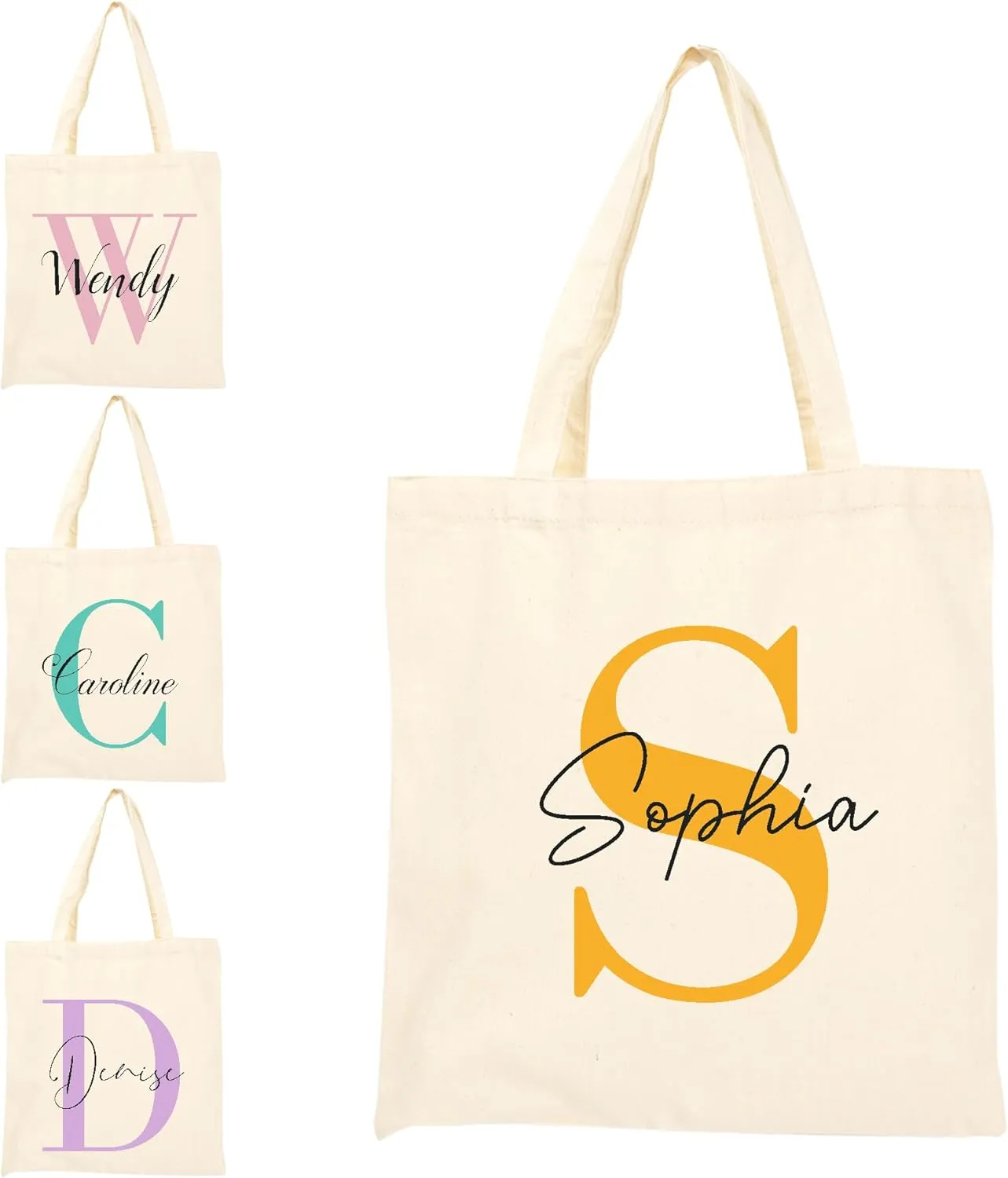 BJZLWJ Personalized Canvas Bags for Women, Custom Present Bag w/Name Text, Suitable for Wedding, Birthday, Beach, Holiday