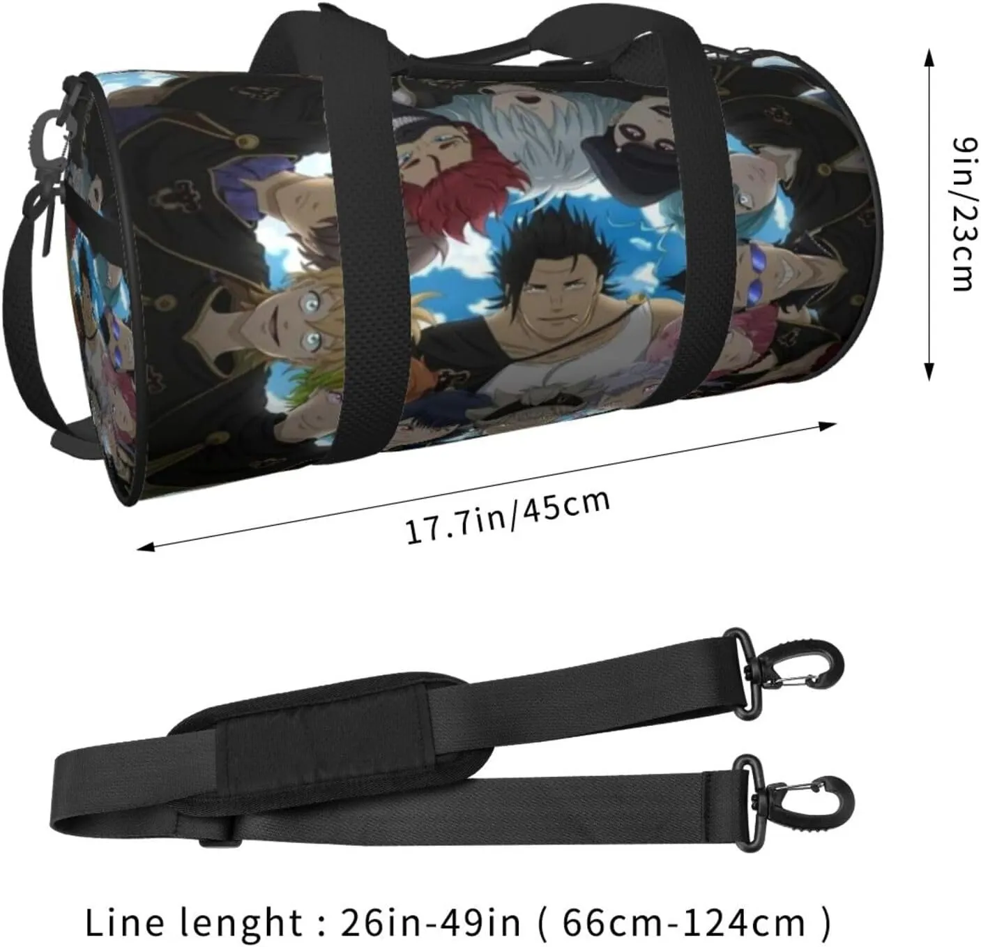 Bl-ack Clover Travel Bag for Men Women Duffel Roundlarge Capacity Sport Gym Bag