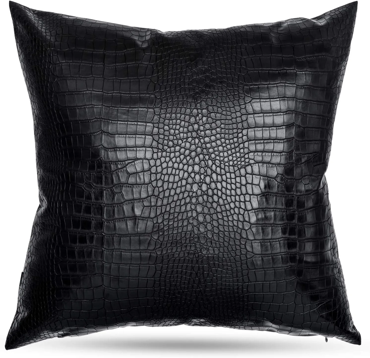 Black Crocodile Skin Thick Soft Faux Leather Pillow Cover, 18x18 Inches Crocodile Throw Pillow Case Farmhouse Decor Minimalist Accent Decorative Sofa Cushion Thick & Soft Covers