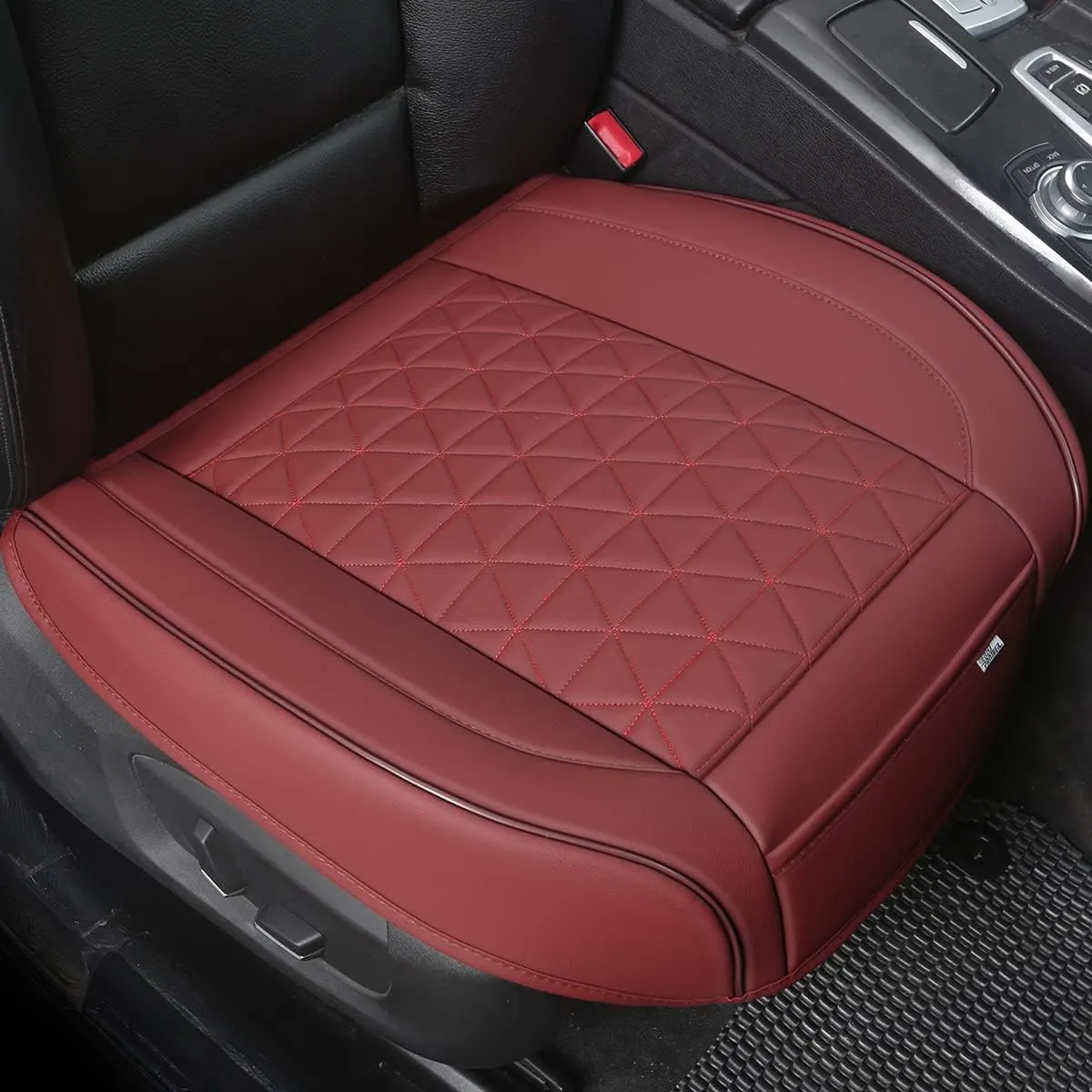 Black Panther 1 Pair Luxury Faux Leather Car Seat Covers Front Bottom Seat Cushion Covers, Anti-Slip and Wrap Around The Bottom, Fit 95% of Vehicles - Burgundy