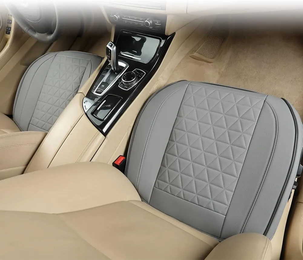 Black Panther Luxury Faux Leather Car Seat Cover Front Bottom Seat Cushion Cover, Anti-Slip and Wrap Around The Bottom, Fits 95% of Vehicles - 1 Piece,Grey