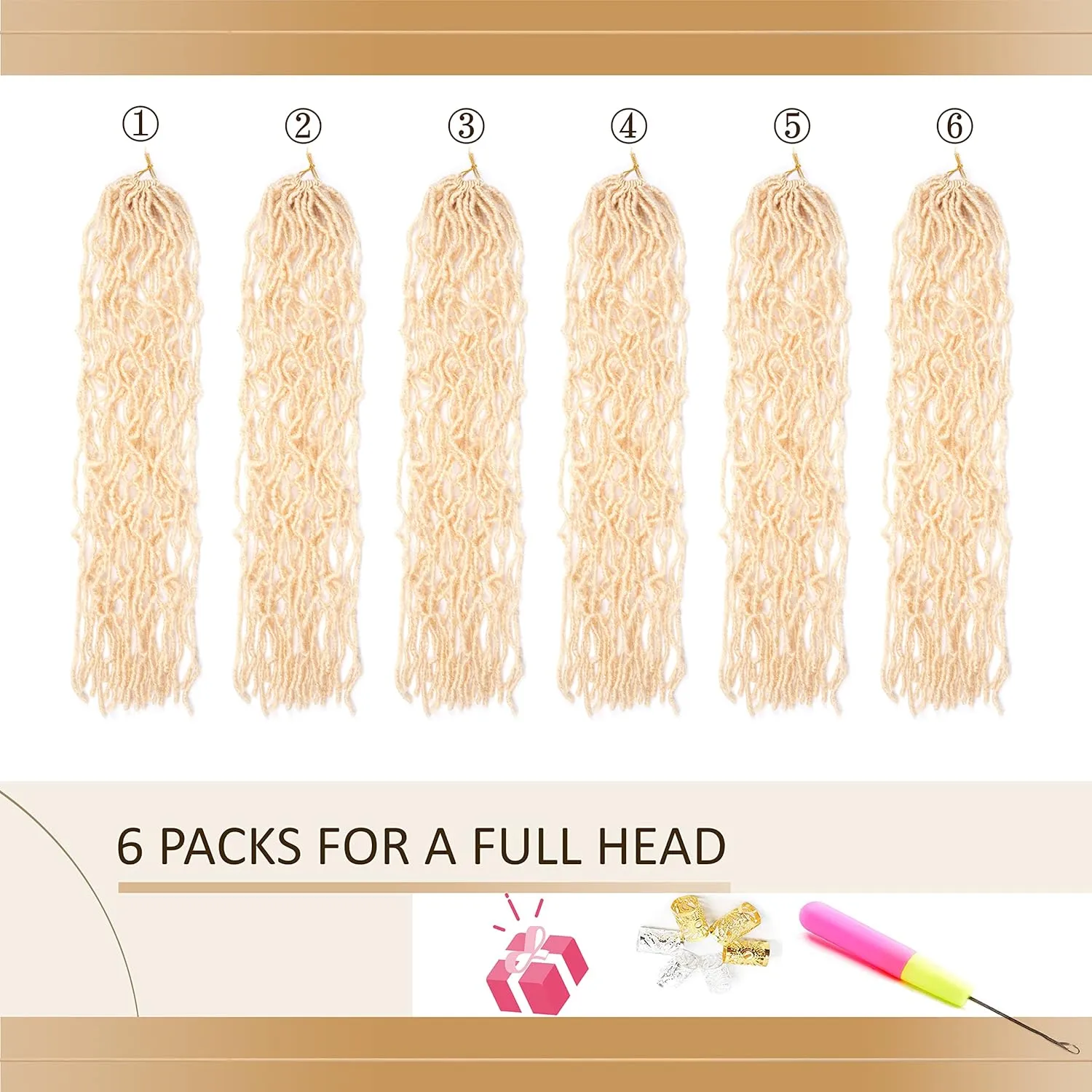 Blonde Faux Locs Crochet Hair Soft Locs 30 inch 6 Packs Long Pre Looped Crochet Locs Goddess Locs Crochet Hair For Black Women Braiding Hair Extensions (30 Inch (Pack of 6), 613#)