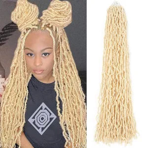 Blonde Faux Locs Crochet Hair Soft Locs 30 inch 6 Packs Long Pre Looped Crochet Locs Goddess Locs Crochet Hair For Black Women Braiding Hair Extensions (30 Inch (Pack of 6), 613#)