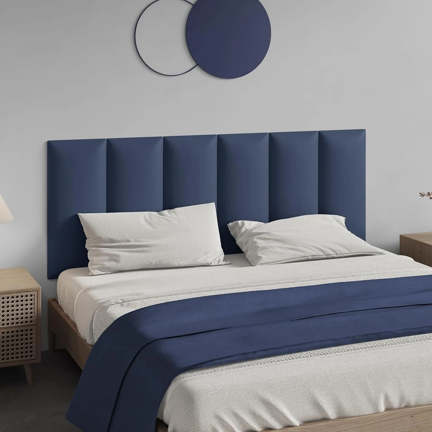 Blue Faux Leather Wall-Mounted Panels, 9-Pack, 24x12 Inches, DIY Soundproof Padding for Bedrooms, Impact-Resistant and Noise-Free Decorative Wall Panels, Easy Installation for Modern Home Décor