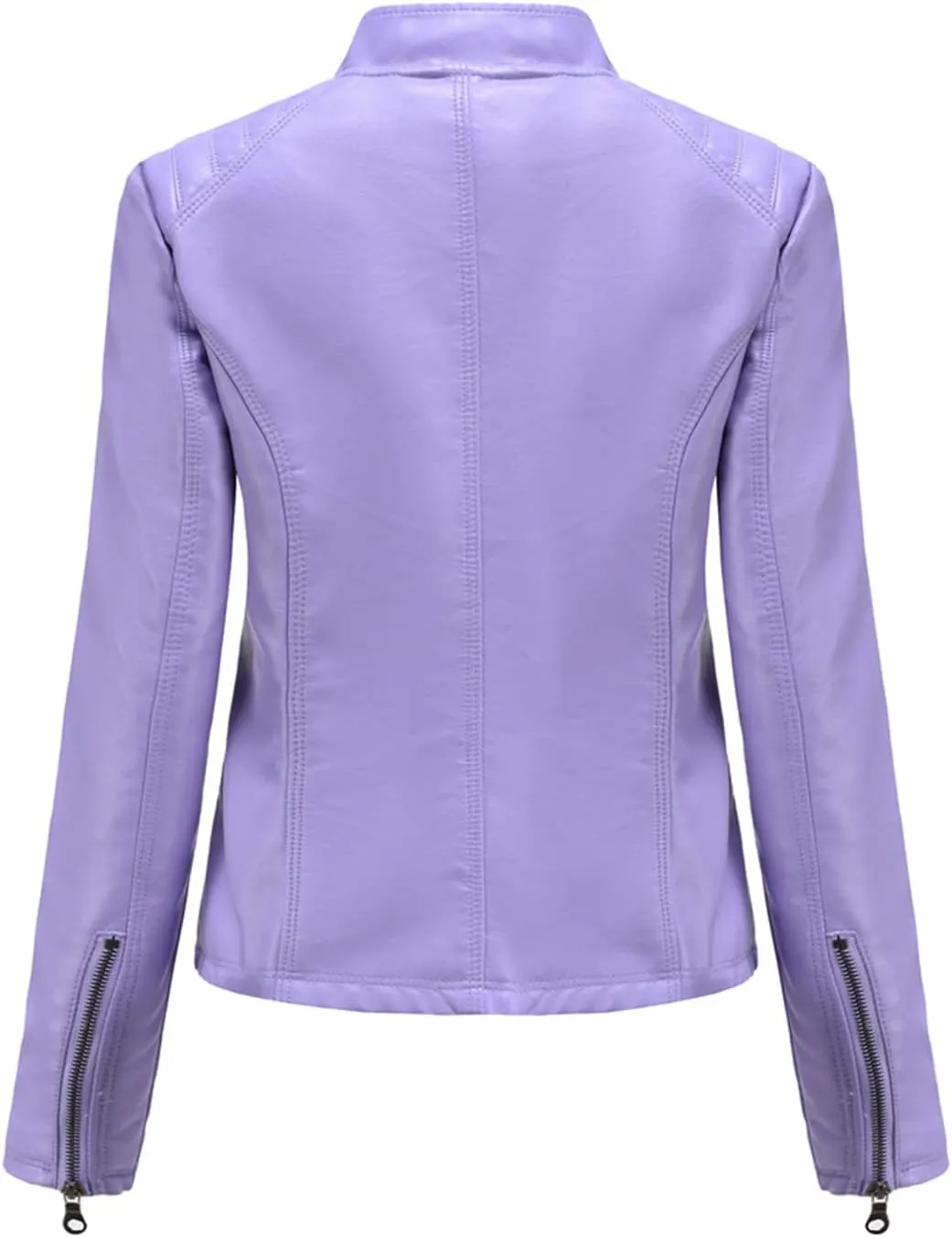 BOFETA Womens Faux Leather Long Sleeve Jackets Quilted Moto Outwear Slim Lapel Coats