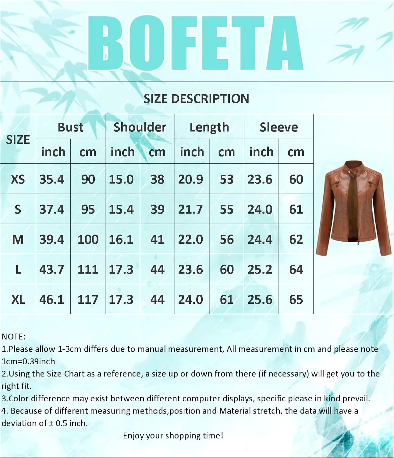 BOFETA Womens Faux Leather Long Sleeve Jackets Quilted Moto Outwear Slim Lapel Coats