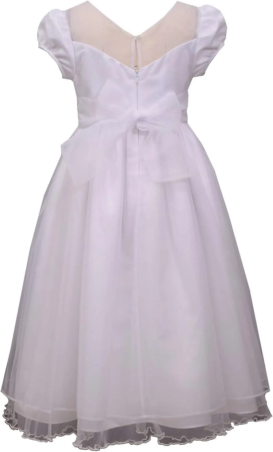 Bonnie Jean Girl's First Communion Dress with Jewel Accent, Short Sleeve