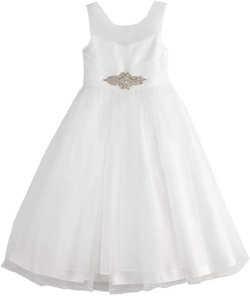 Bonnie Jean Iris & Ivy Girls 6-14 White with Rhinestone Communion Wedding Dress