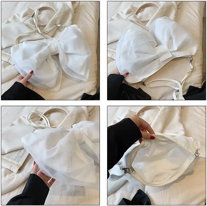 Bow Shoulder Bag for Women Cute Bow Purse Bowknot Handbag Crossbody Bag Aesthetic Y2k Accessories
