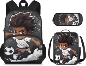 Boys Print Kids Travel Backpack Toddler Fashion Double Bookbag with Lunch Box for Teens Boys Waterproof Keep Warm Lunch Box and Pencil Case for School Travel Climbing