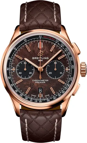 Breitling Premier B01 Chronograph 42mm Bentley Centenary Limited Edition Unique Brown Burl Elm Dial Solid Rose Gold Watch RB01181A1Q1X1