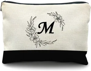 Bride Bridesmaid Cosmetic bag,personalized makeup bag,Initial Monogram Personalized makeup bag,bridesmaid gifts,personalized gifts,make up bag,monogrammed gifts for women（M）