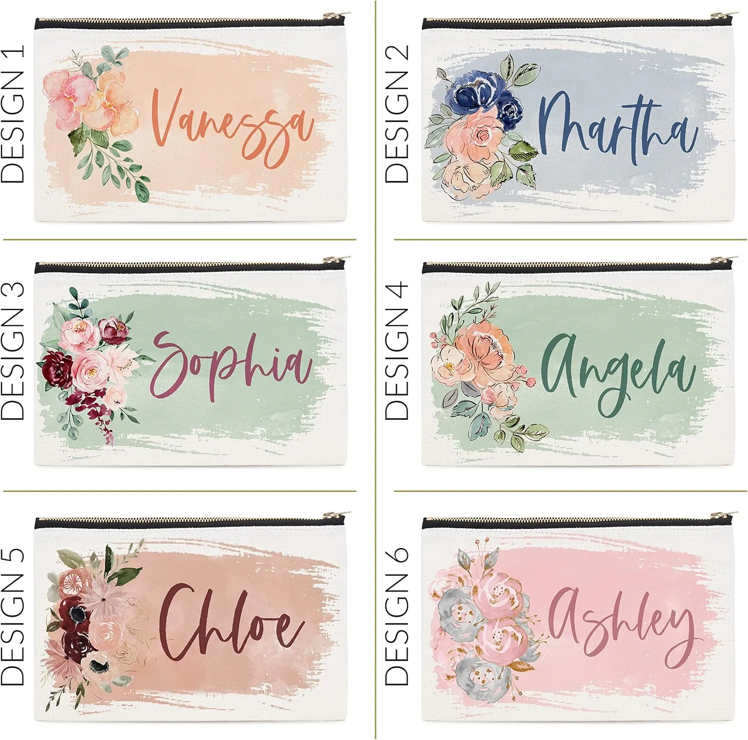 Bridesmaid Proposal Gifts - Personalized Makeup Bag for Women - 9 Colors - Custom Cosmetic Bag for Girls w/Name - Monogrammed Cosmetic Pouch - D2