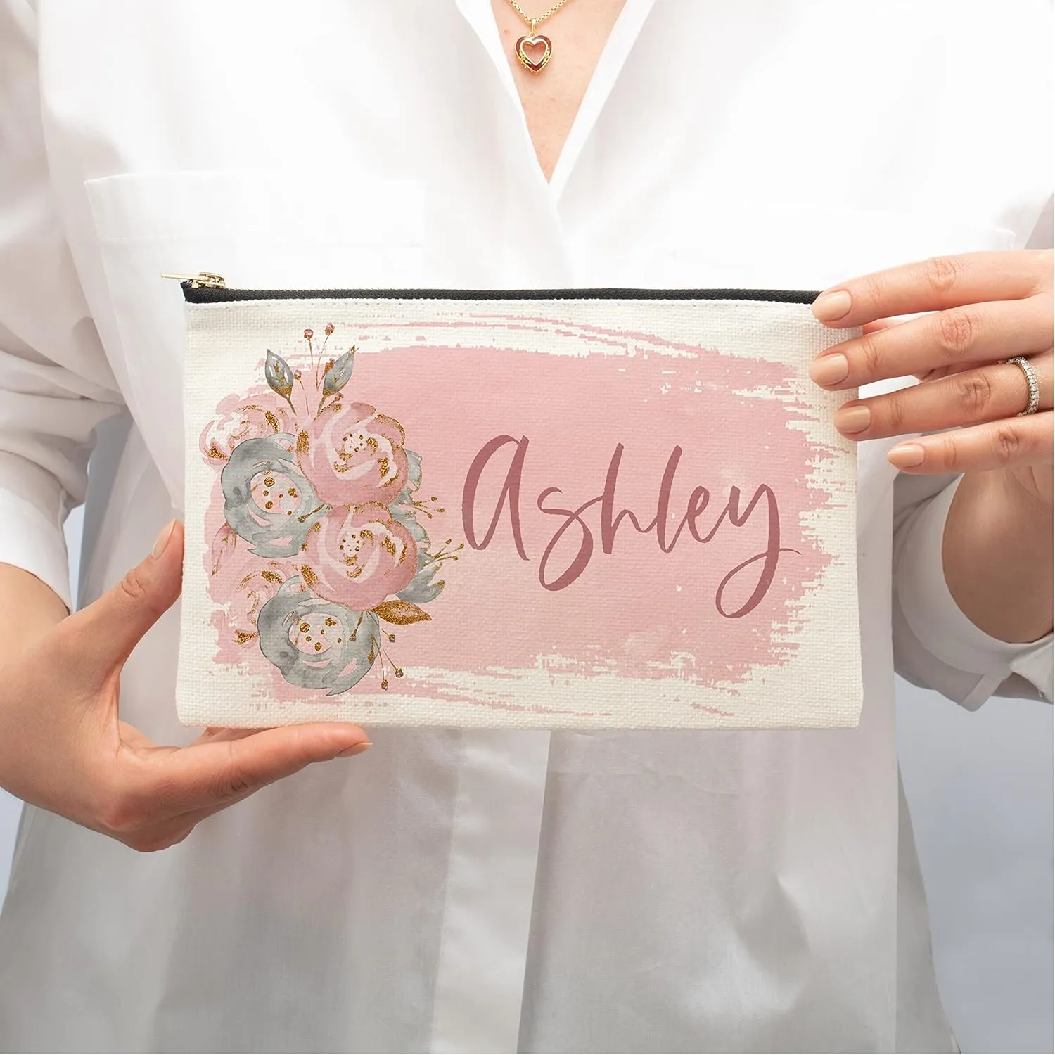 Bridesmaid Proposal Gifts - Personalized Makeup Bag for Women - 9 Colors - Custom Cosmetic Bag for Girls w/Name - Monogrammed Cosmetic Pouch - D2