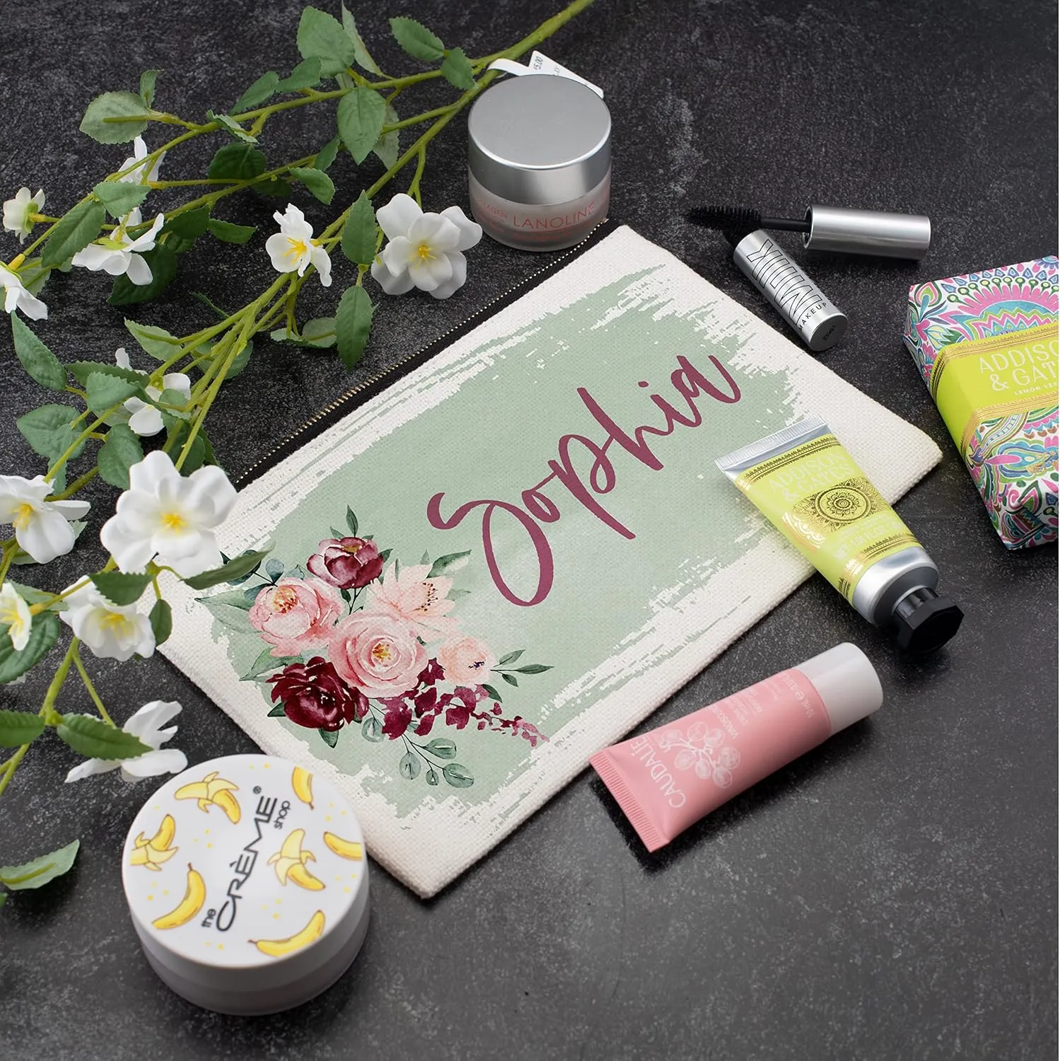 Bridesmaid Proposal Gifts - Personalized Makeup Bag for Women - 9 Colors - Custom Cosmetic Bag for Girls w/Name - Monogrammed Cosmetic Pouch - D2