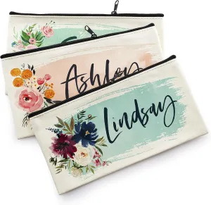 Bridesmaid Proposal Gifts - Personalized Makeup Bag for Women - 9 Colors - Custom Cosmetic Bag for Girls w/Name - Monogrammed Cosmetic Pouch