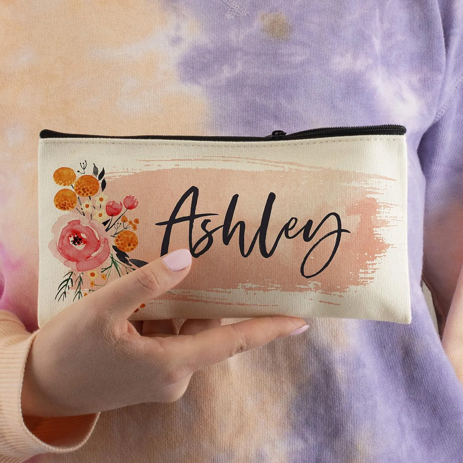 Bridesmaid Proposal Gifts - Personalized Makeup Bag for Women - 9 Colors - Custom Cosmetic Bag for Girls w/Name - Monogrammed Cosmetic Pouch